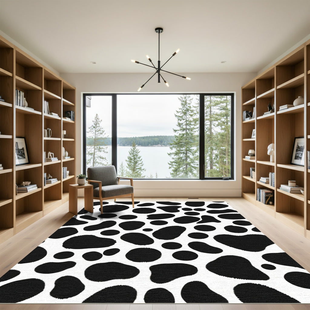 Black White Spotted Animal Hide Rug