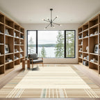 Neutral Tones Wide Striped Border Rug