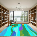 Vibrant Abstract Vertical Splashes Rug