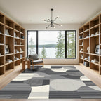Midcentury Modern Gray Abstract Shapes Rug