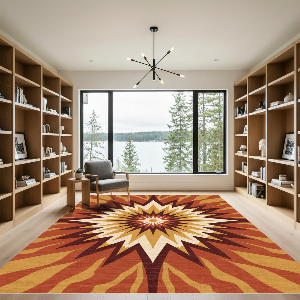 Retro Burst Sunburst Earthy Medallion Rug