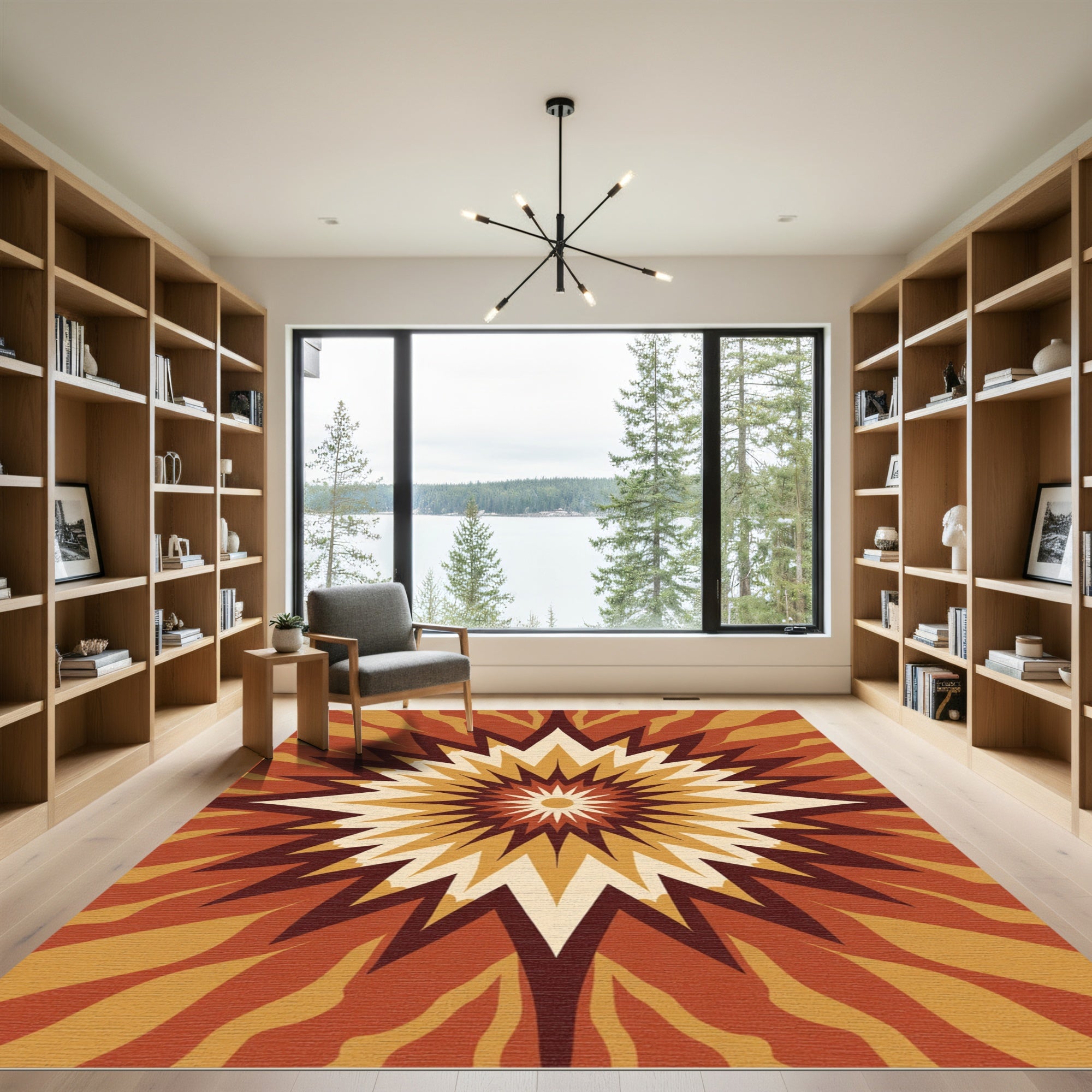 Retro Burst Sunburst Earthy Medallion Rug