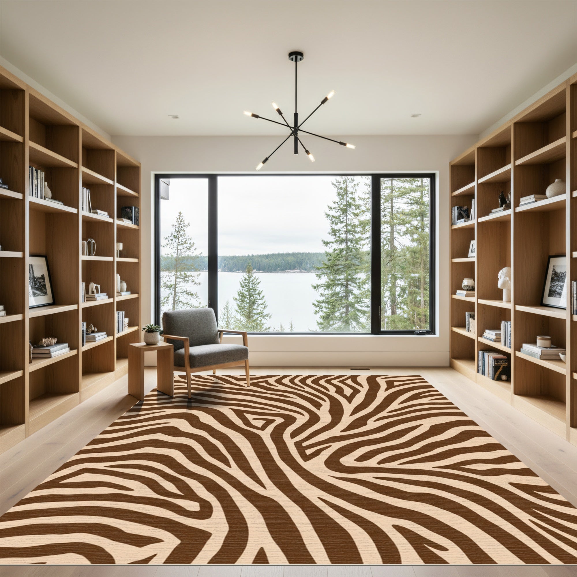 Brown Beige Zebra Stripe Rug