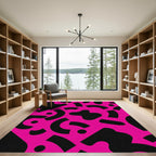 Groovy Pink Black Abstract Shapes Rug