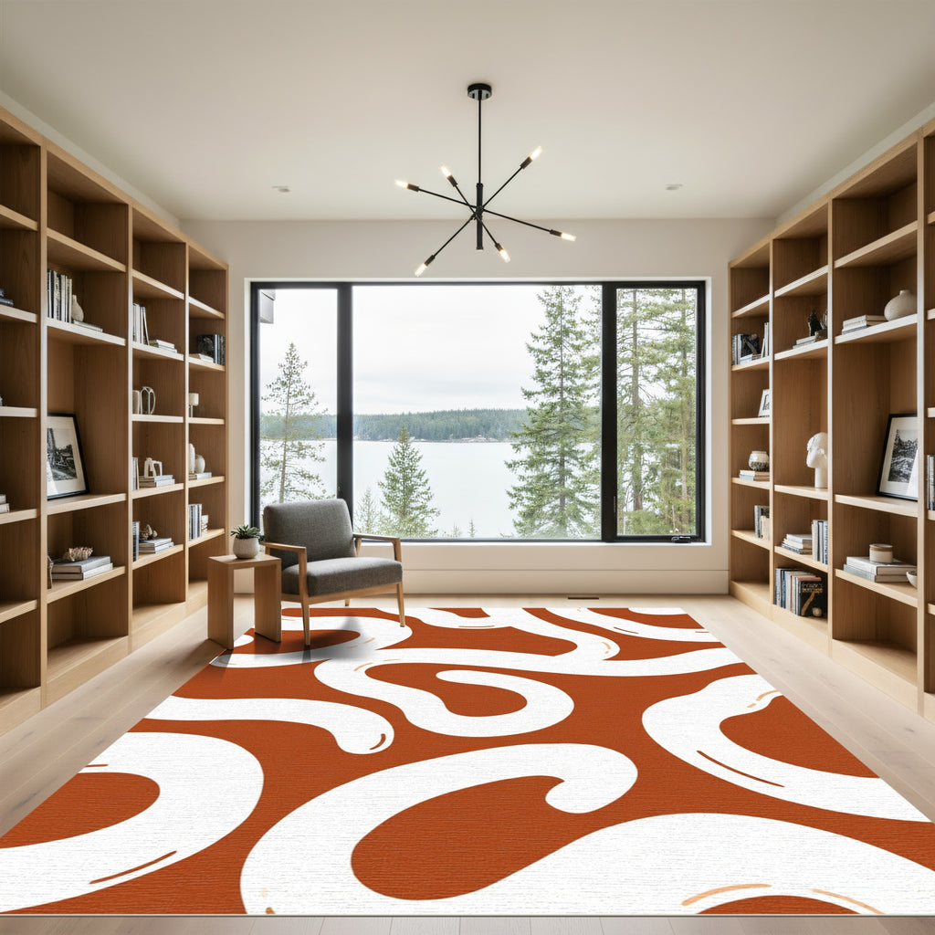 Terracotta White Organic Flow Rug