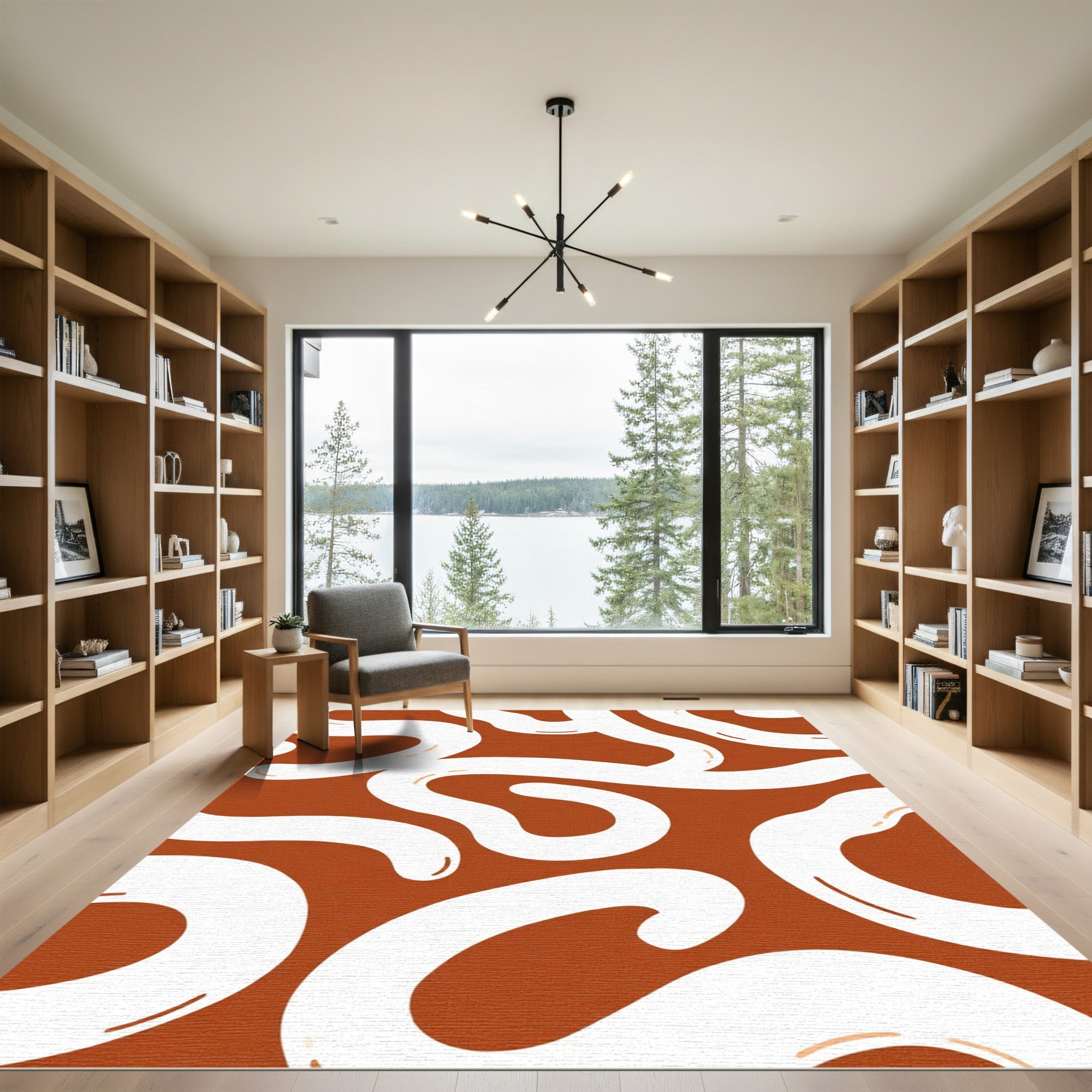 Terracotta White Organic Flow Rug