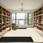 Minimalist Black Cream Geometric Blocks Rug
