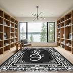 Classic Black White Ornate Scroll Rug