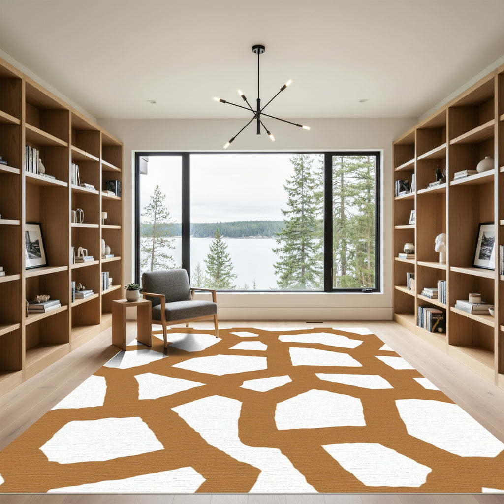 Brown Organic Interlocking Shapes Rug