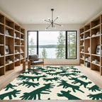 Dark Green Abstract Animal Silhouette Rug