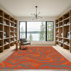 Bold Orange Gray Swirl Abstract Rug