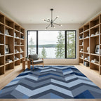 Blue Geometric Chevron Abstraction Rug