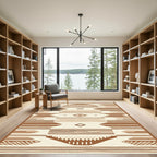 Earthy Brown Geometric Diamond Rug