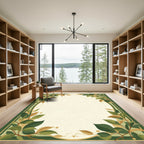 Green and Gold Leafy Frame Rug
