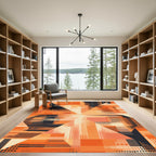Geometric Orange Abstract Pixelated Rug