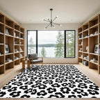 Black Floral Leopard Spots Rug