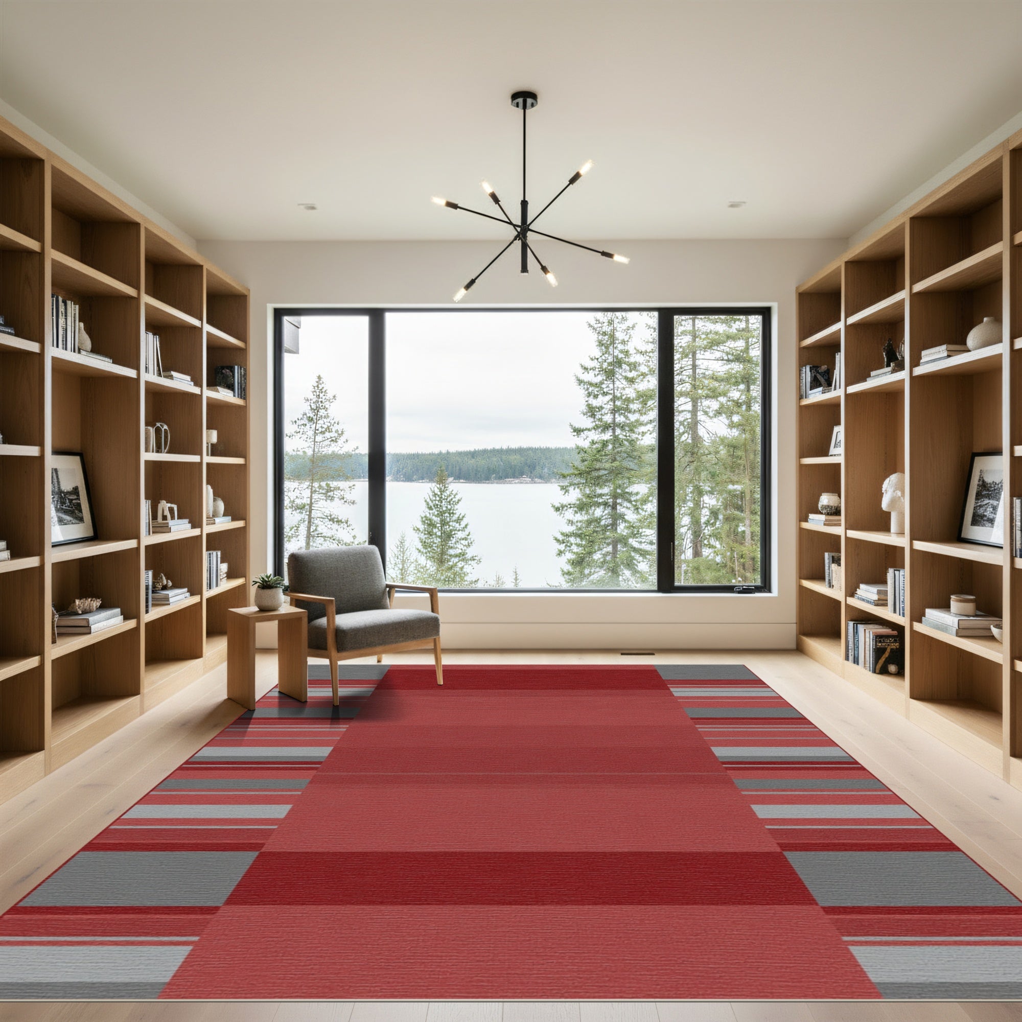 Crimson Gray Graduated Stripe Rug