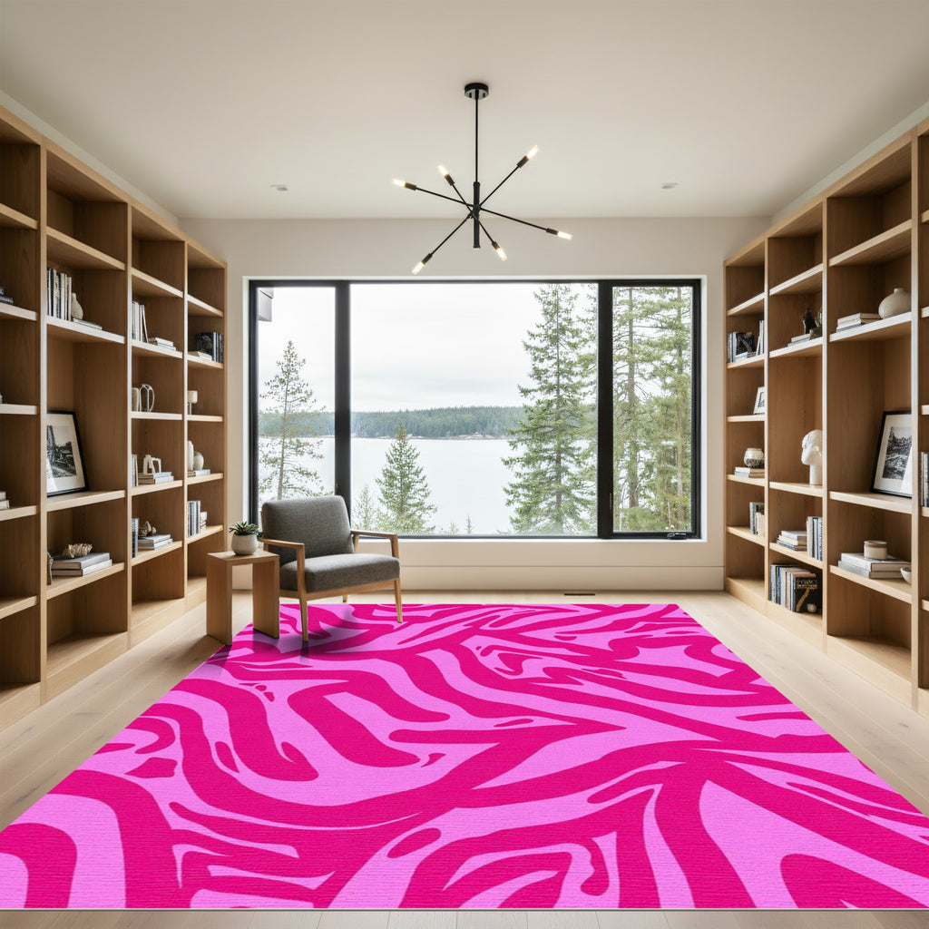 Hot Pink Zebra Swirl Rug