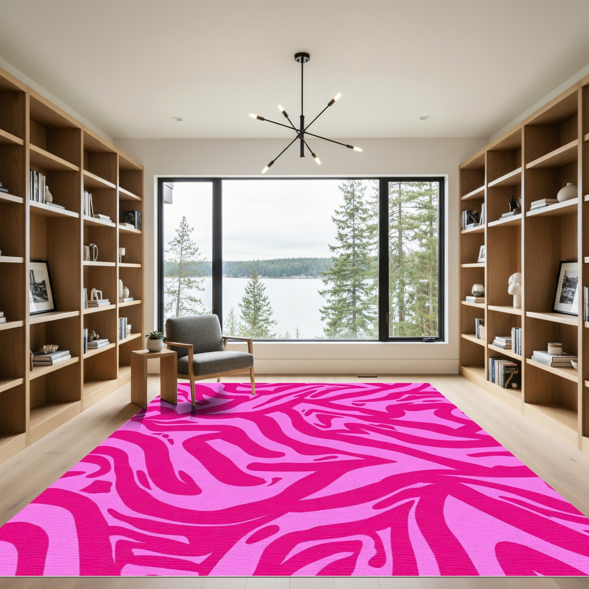 Hot Pink Zebra Swirl Rug