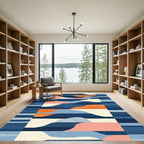 Abstract Blue Orange Horizon Landscape Rug