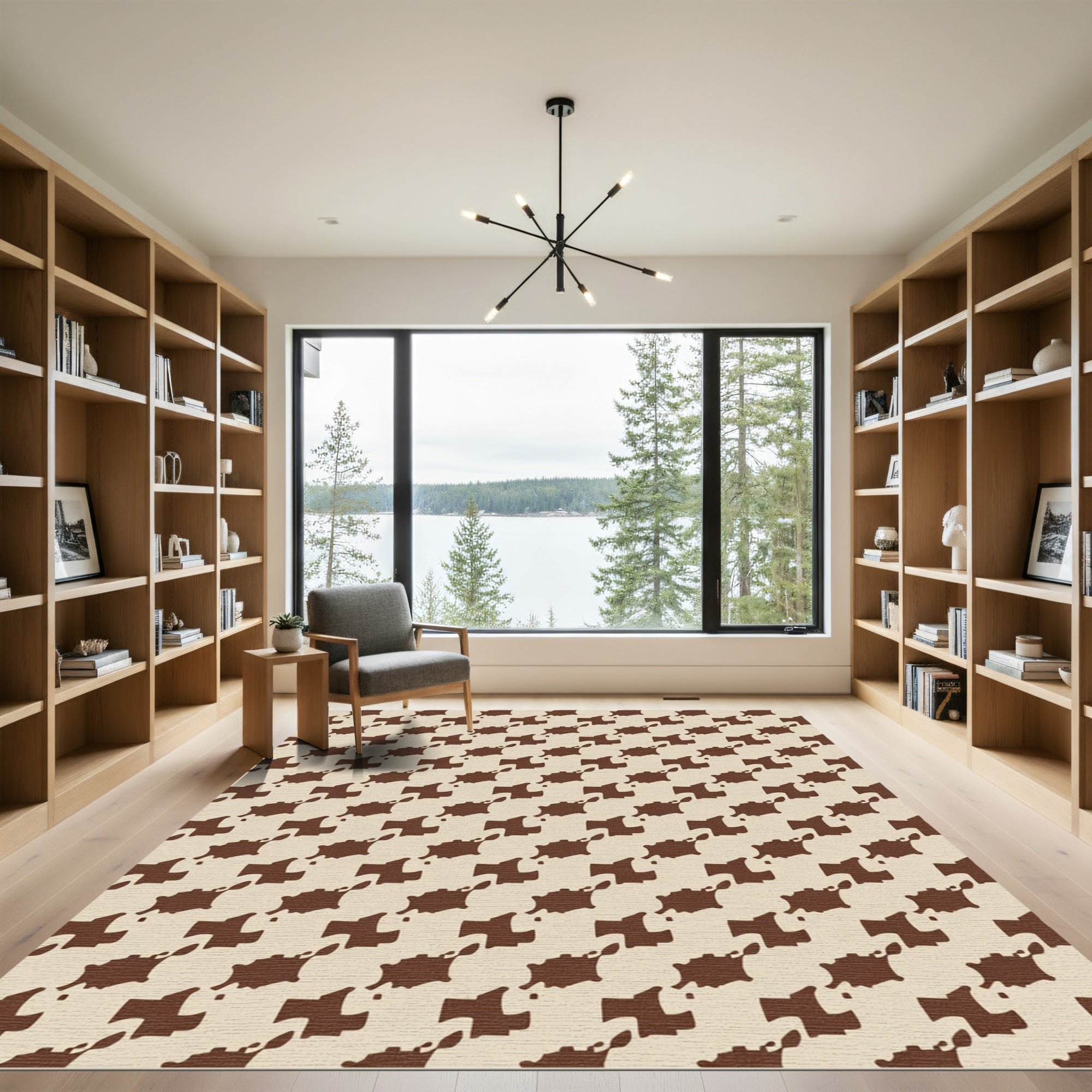 Brown Chocolate Splash Houndstooth Rug