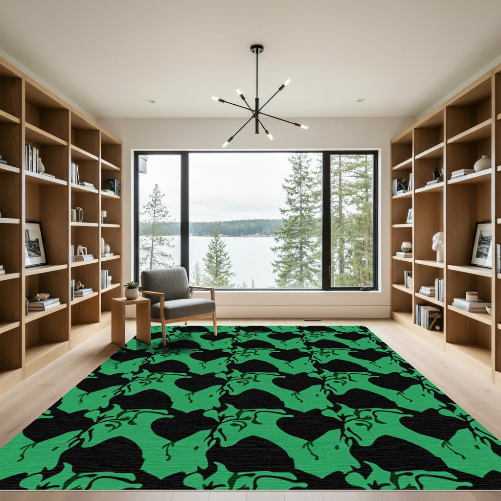 Green Organic Abstract Composition Rug