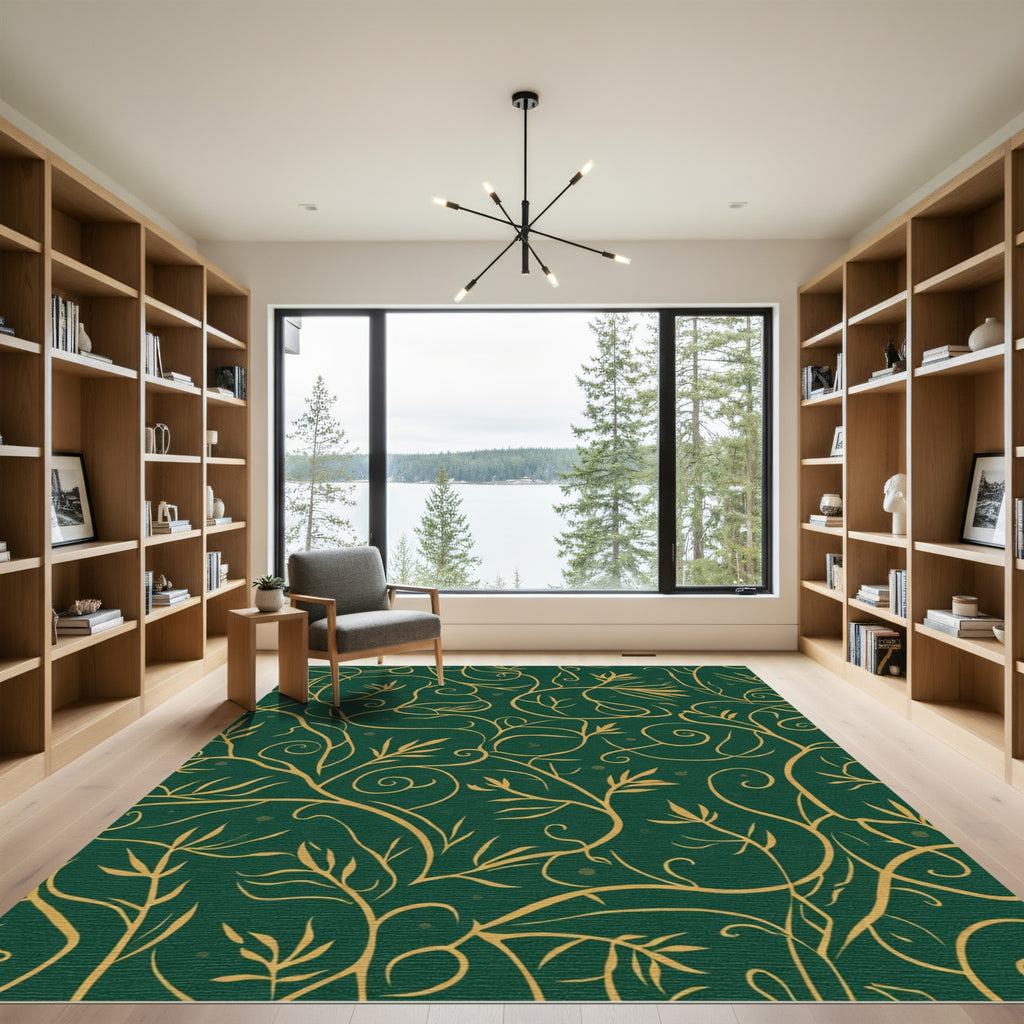 Golden Vine Botanical Forest Rug