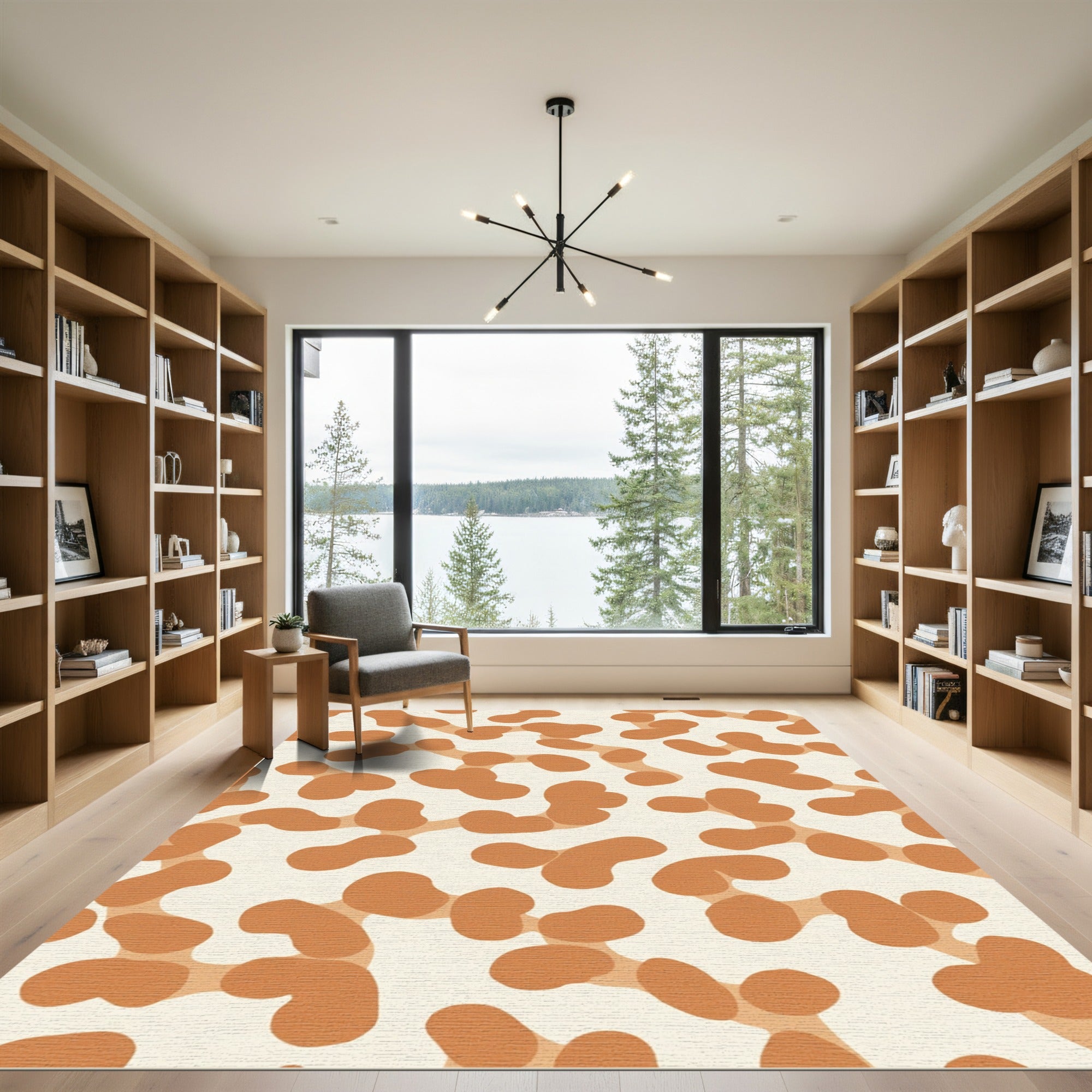 Abstract Organic Ochre Blob Rug