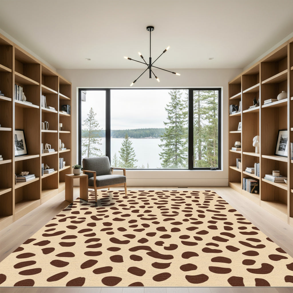 Taupe And Brown Animal Spots Rug