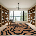 Brown Black Swirl Abstract Organic Rug