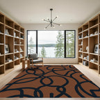 Earthy Brown Abstract Swirl Rug