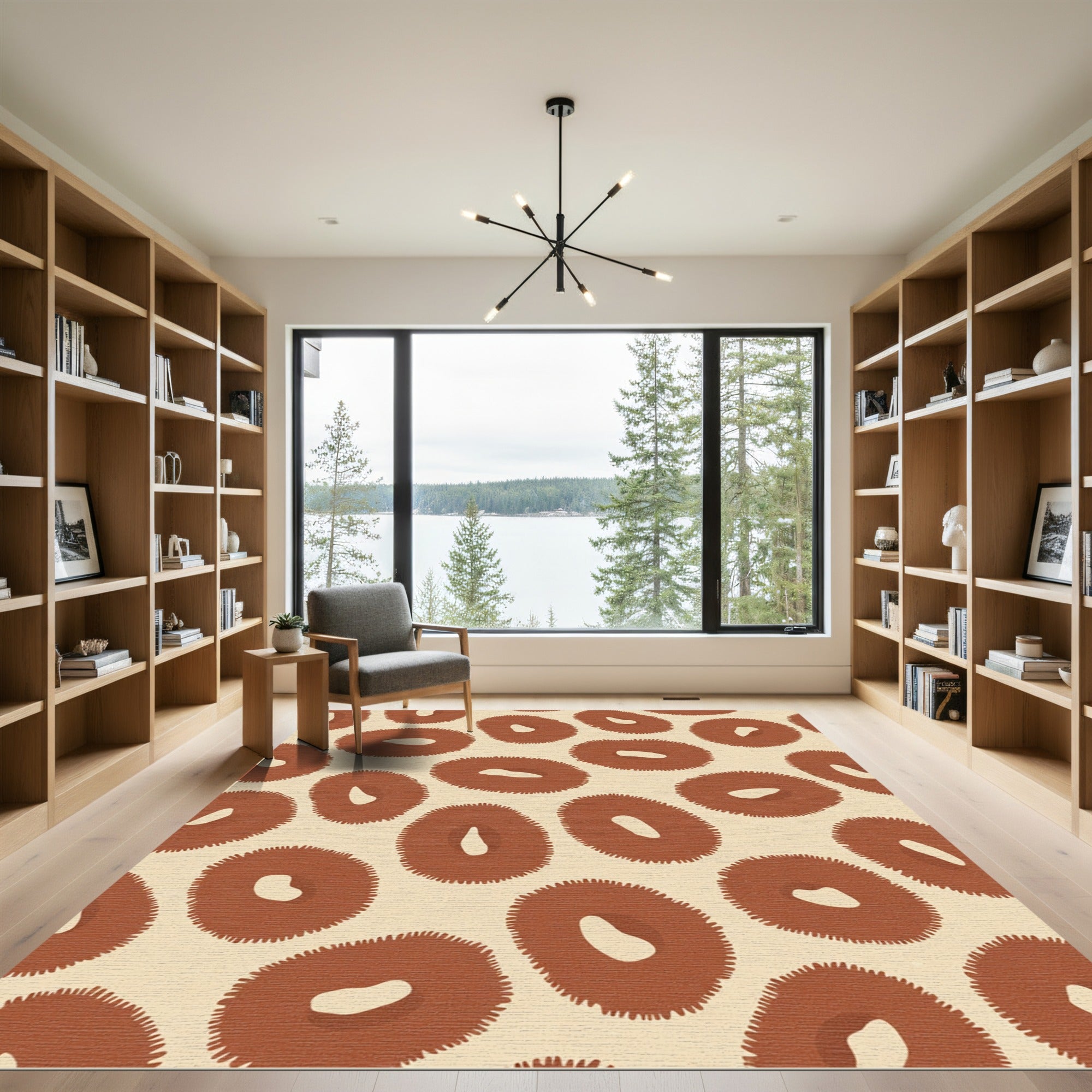 Terracotta Ochre Organic Oval Collage Rug
