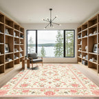 Soft Pink Climbing Floral Border Rug