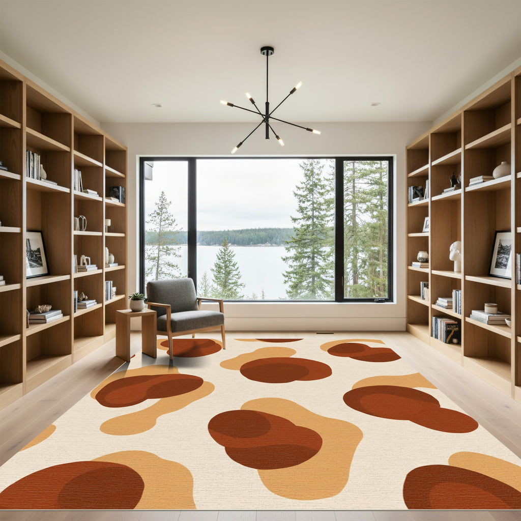 Earthy Abstract Blob Composition Rug