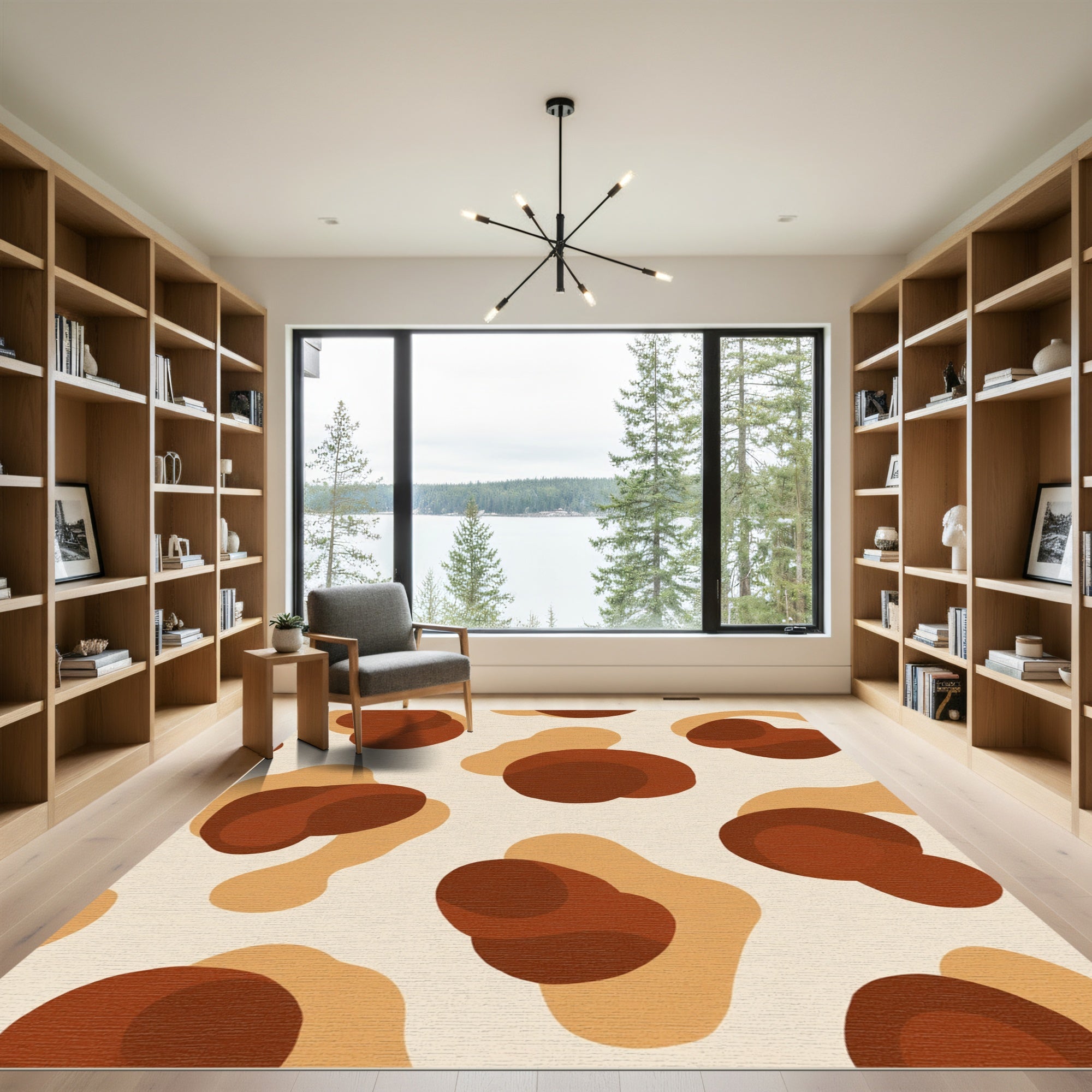 Earthy Abstract Blob Composition Rug