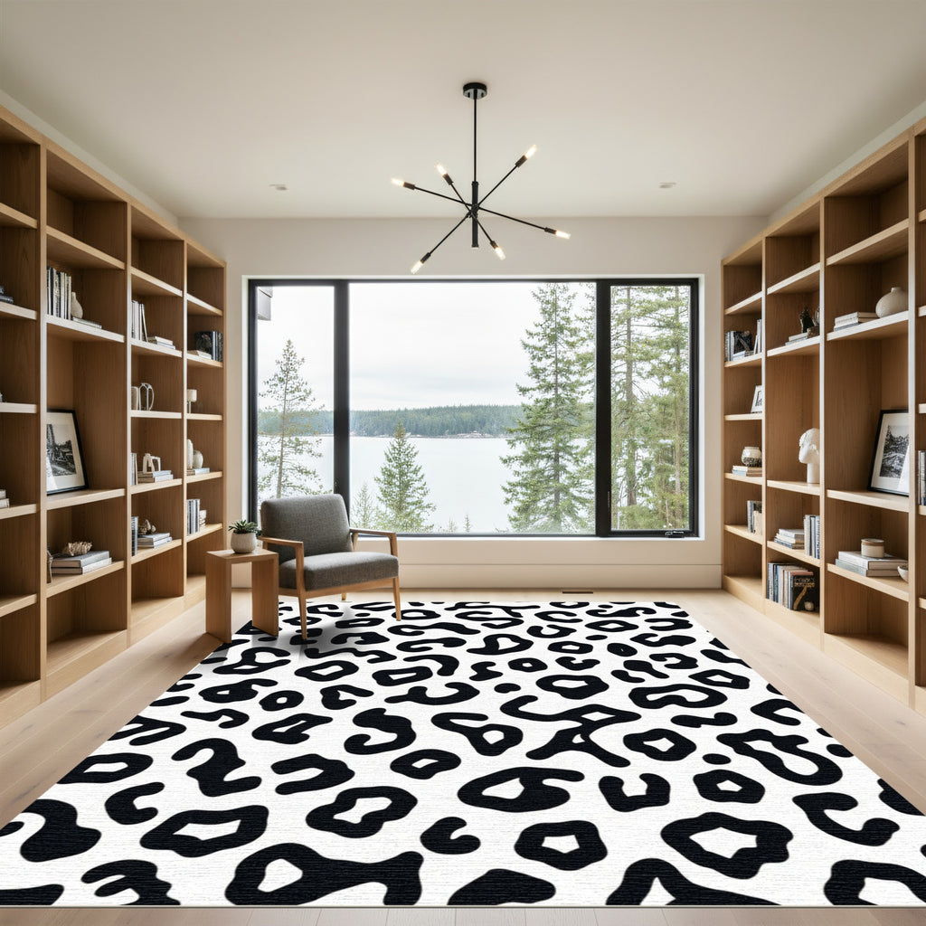 Bold Black White Animal Spots Rug