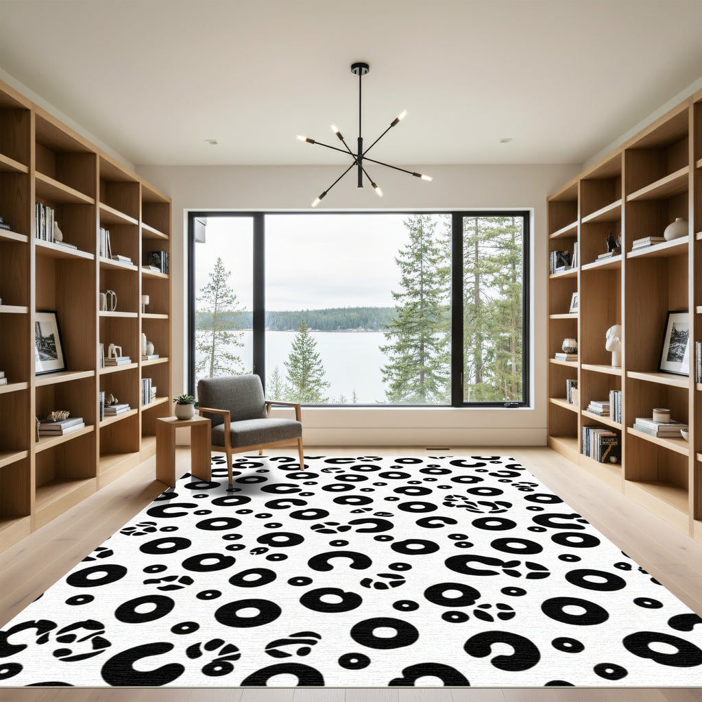 Bold Black Circles Scattered Composition Rug