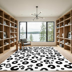 Bold Black Circles Scattered Composition Rug