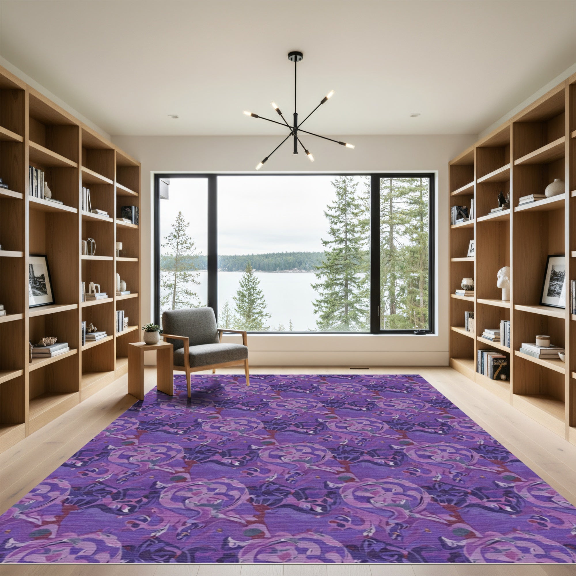 Deep Purple Abstract Swirls Rug