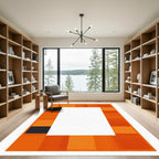 Bold Orange Black Pixelated Frame Rug
