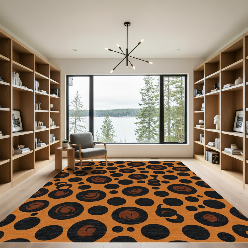 Bold Orange Black Animal Spots Rug