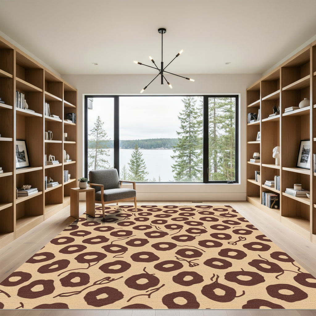 Brown Circles Scattered Organic Abstract Rug