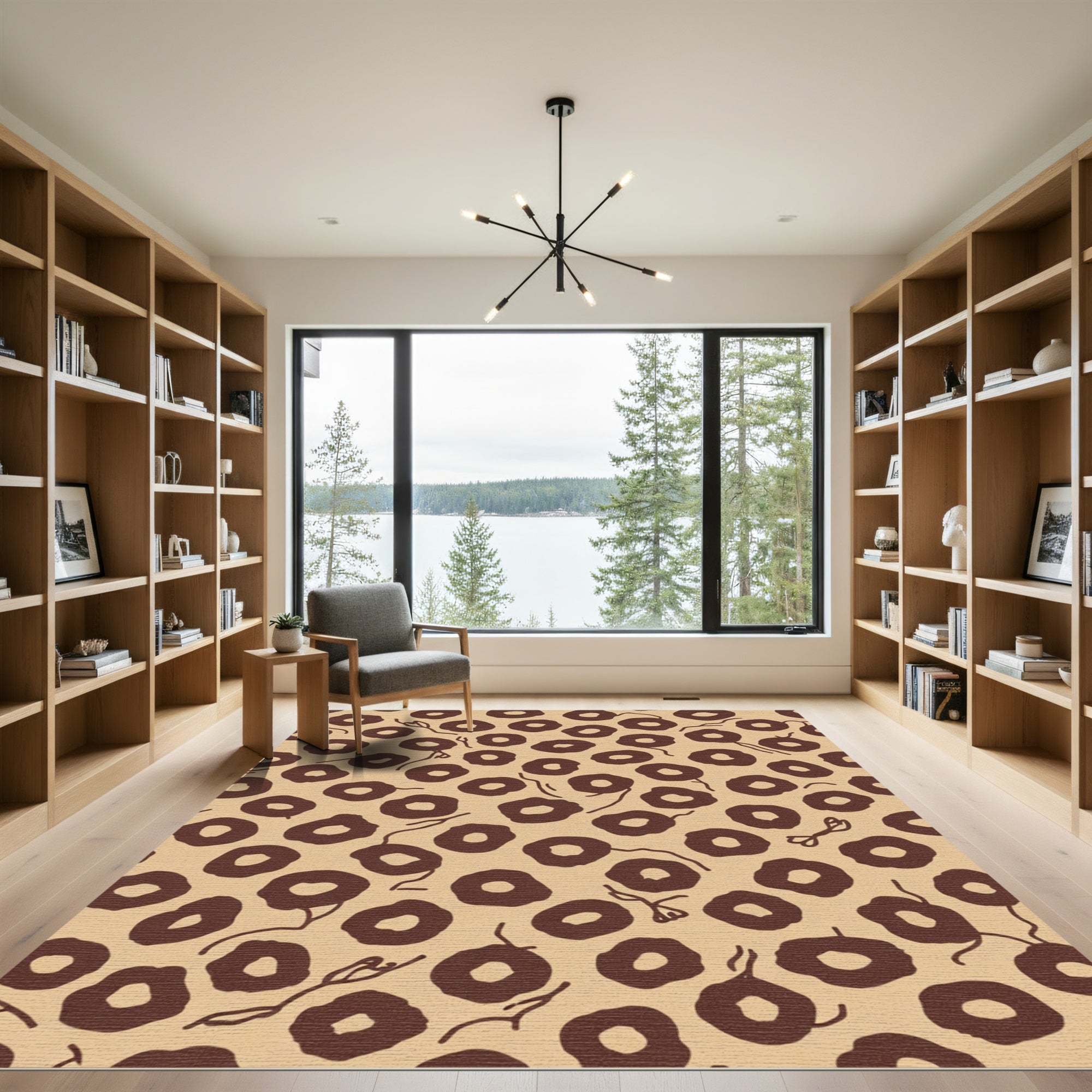 Brown Circles Scattered Organic Abstract Rug