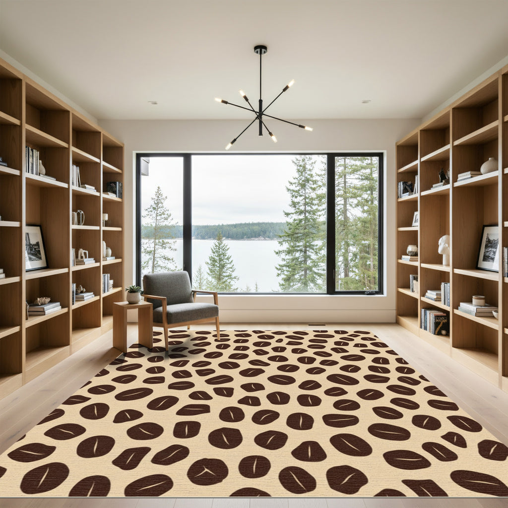 Brown Coffee Bean Scattered Art Rug