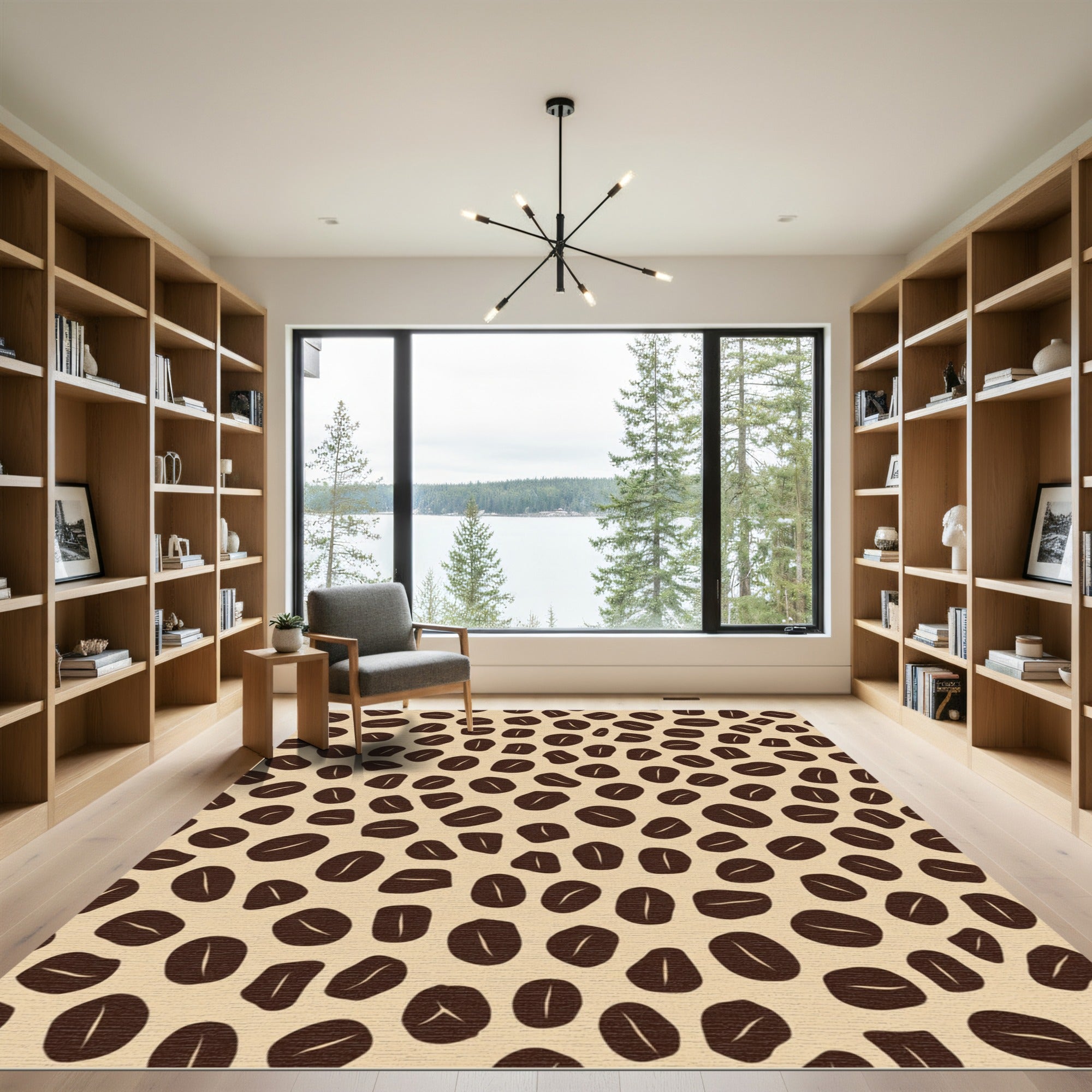 Brown Coffee Bean Scattered Art Rug