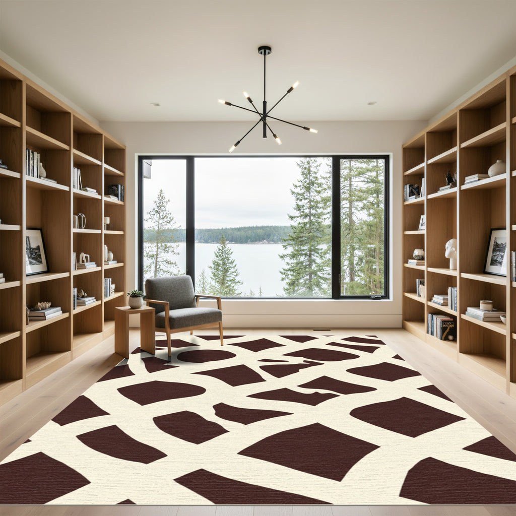 Creamy White Abstract Animal Print Rug