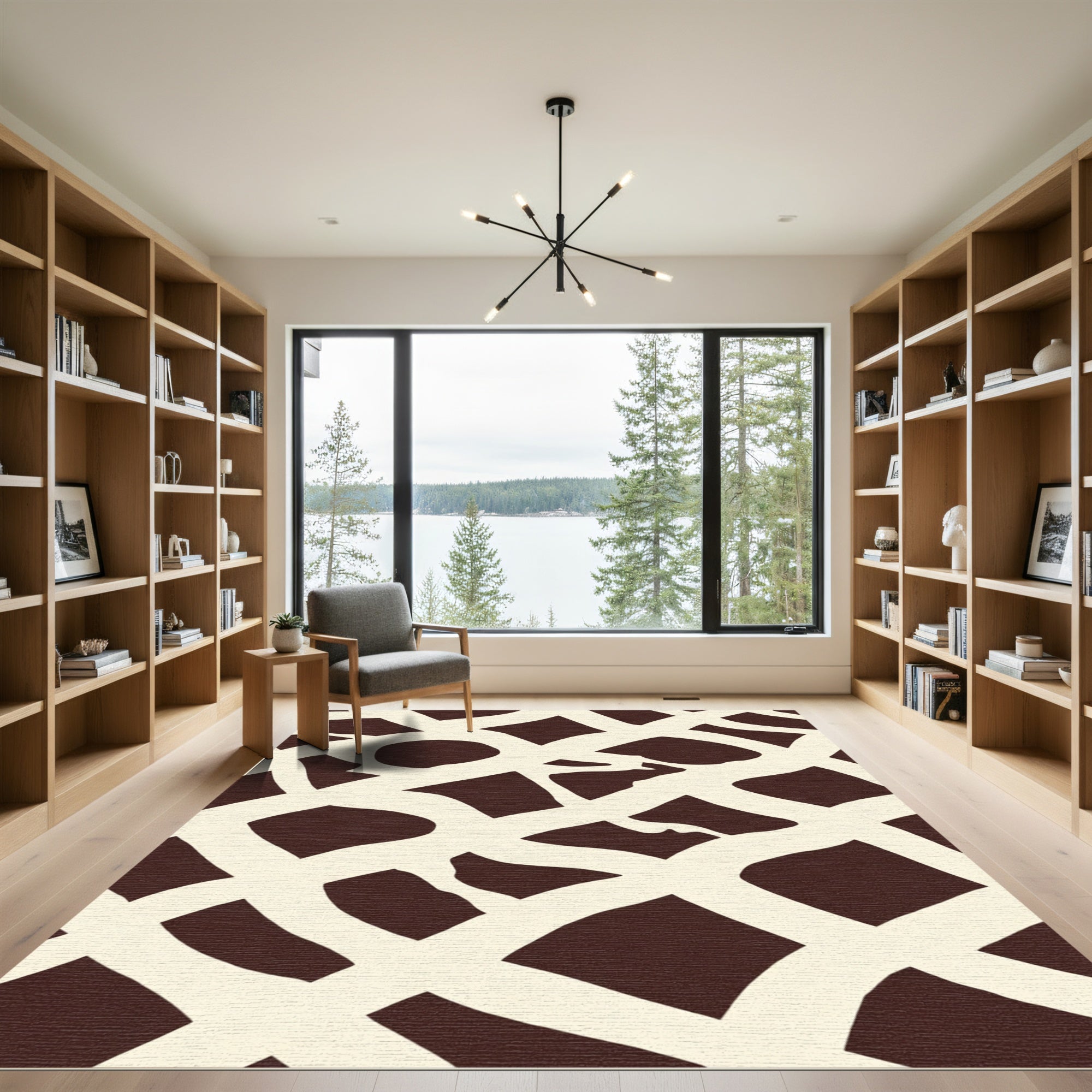 Creamy White Abstract Animal Print Rug