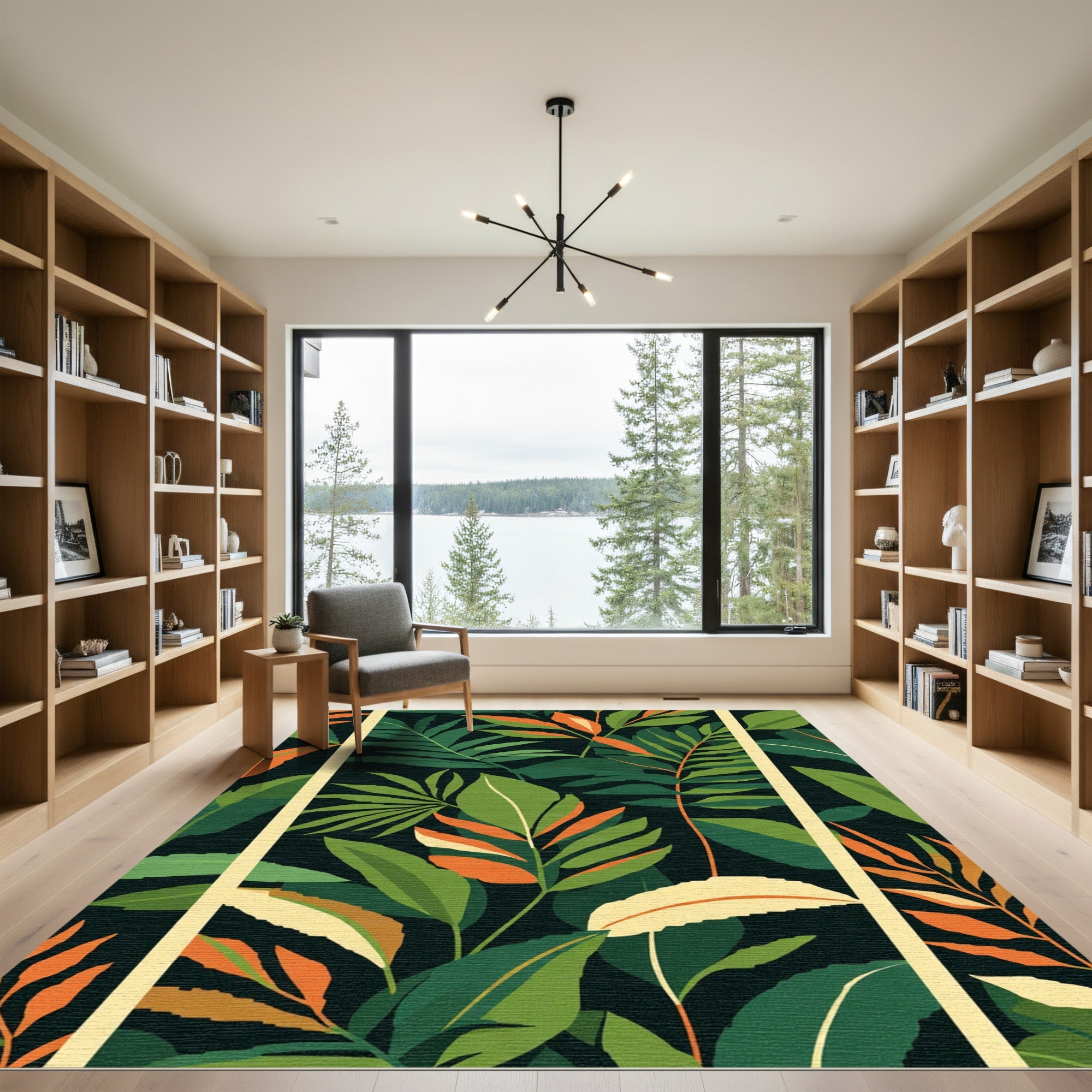 Emerald Green Jungle Leaf Tapestry Rug