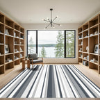 Modern Charcoal Gray Stripe Rug