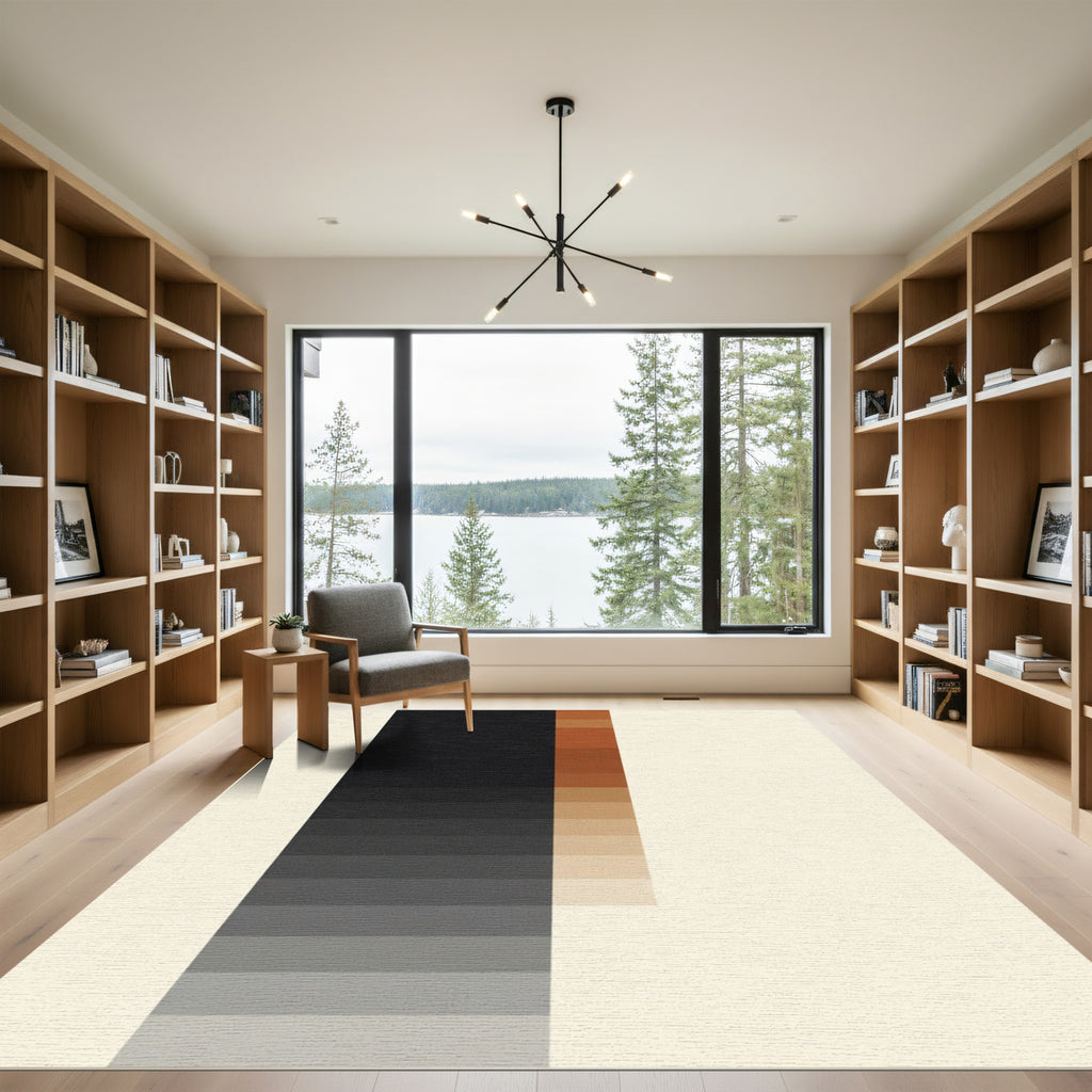 Modern Gradient Black Ochre Blocks Rug